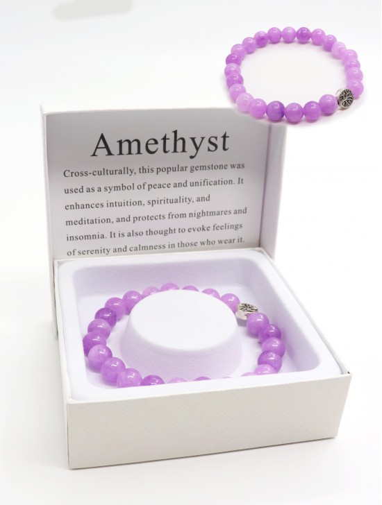 Amethyst Blessing Bead Bracelets with Gift Box